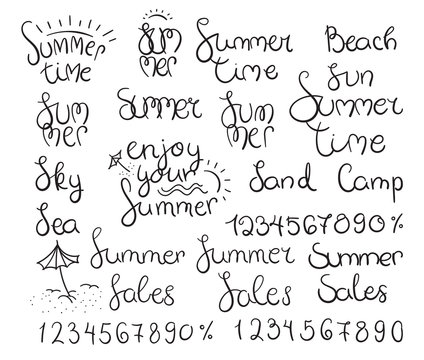 Summer lettering and symbols