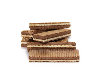 Chocolate wafers isolated on white background