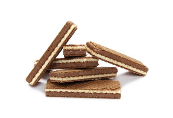 Chocolate wafers isolated on white background
