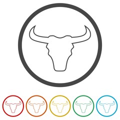 Bull icon vector, 6 Colors Included