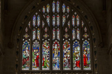 Stained glass at St Andrew's Cathedral, the cathedral church of the Anglican Diocese of Sydney in the Anglican Church of Australia.