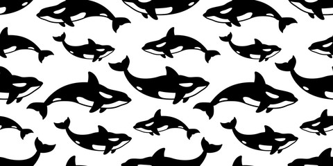 whale seamless pattern shark dolphin fish vector isolated ocean sea wallpaper background