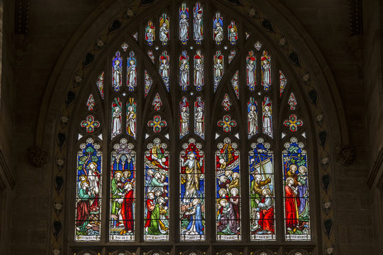 Stained glass at St Andrew's Cathedral, the cathedral church of the Anglican Diocese of Sydney in the Anglican Church of Australia.