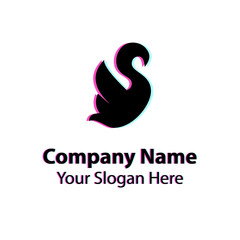 Abstract logo design with glitch effect on white background, Abstract graphic icon, logo design template, symbol for company