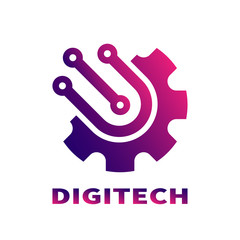 Abstract sign digital technologies branding identity corporate logo design template isolated on white background.