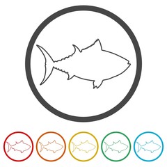 Fish or seafood flat icon for food apps and websites, 6 Colors Included