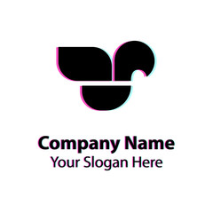 Abstract logo design with glitch effect on white background, Abstract graphic icon, logo design template, symbol for company