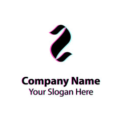 Abstract logo design with glitch effect on white background, Abstract graphic icon, logo design template, symbol for company