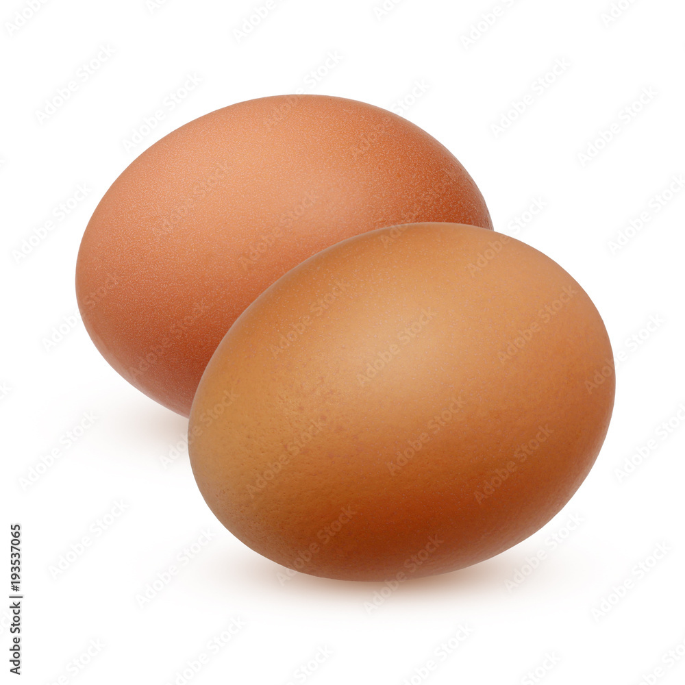 Wall mural two chicken eggs isolated on white background.