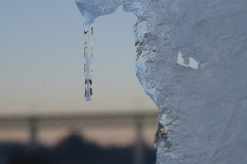Eiszapfen Eisskulptur Grosshesselohe Brücke