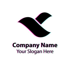 Abstract logo design with glitch effect on white background, Abstract graphic icon, logo design template, symbol for company