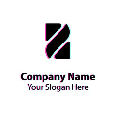 Abstract logo design with glitch effect on white background, Abstract graphic icon, logo design template, symbol for company