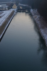 Isarkanal Abend Großhesseloher Brücke 