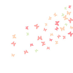 Spring Background with Colorful Butterflies. Simple Feminine Pattern for Card, Invitation, Print. Trendy Decoration with Beautiful Butterfly Silhouettes. Vector Background with Moth
