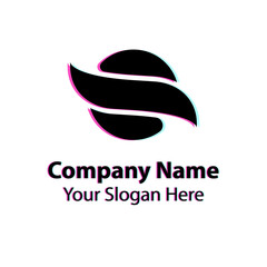 Abstract logo design with glitch effect on white background, Abstract graphic icon, logo design template, symbol for company