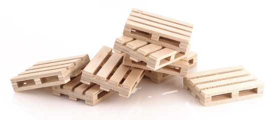 Wooden pallets on white background