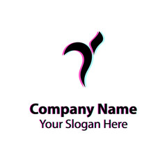 Abstract logo design with glitch effect on white background, Abstract graphic icon, logo design template, symbol for company