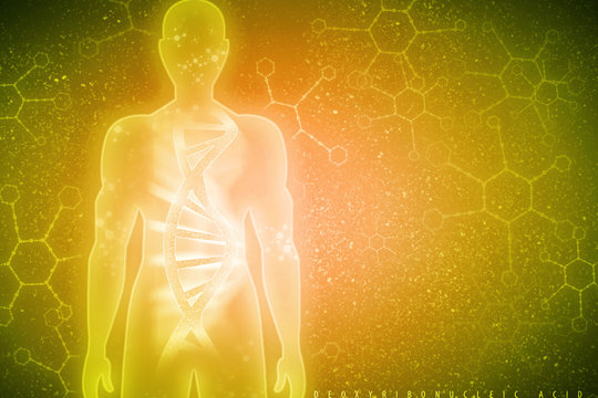 3d render of dna structure, abstract background