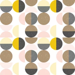 Velours gordijnen Modern vector abstract naadloos geometrisch patroon met halve cirkels en cirkels in retro Skandinavische stijl © dinadankersdesign