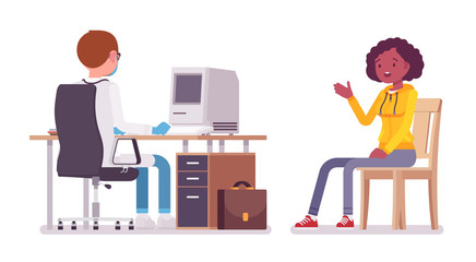 Male doctor therapist and patient