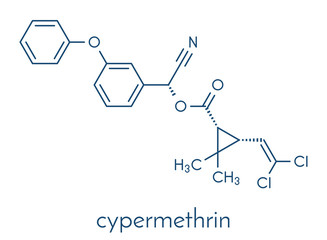 Cypermethrin insecticide molecule. Skeletal formula.