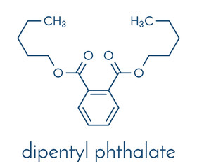 Di-n-pentyl phthalate (DNPP) plasticizer molecule. Skeletal formula.