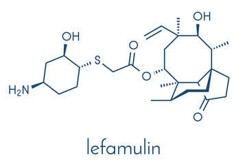 Lefamulin antibiotic drug molecule. Skeletal formula.
