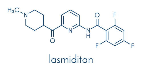 Lasmiditan migraine drug molecule. Skeletal formula.