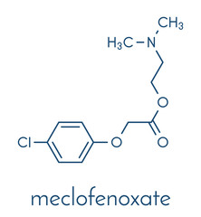Meclofenoxate nootropic molecule. Skeletal formula.