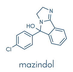 Mazindol appetite suppressant drug molecule. Skeletal formula.