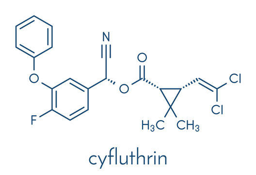 Cyfluthrin insecticide molecule. Skeletal formula.