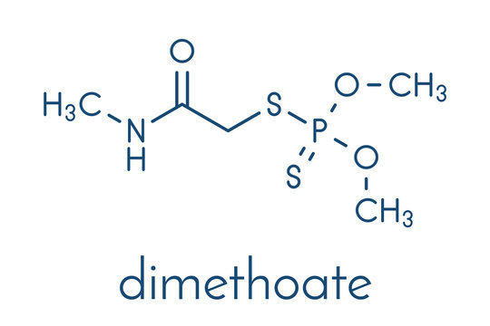 Dimethoate insecticide molecule. Skeletal formula.