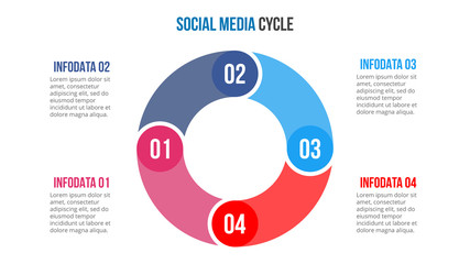 Vector circle element for infographic. Template for cycle diagram, graph, presentation and round chart. Business concept with 4 options, parts, steps or processes. Social media concept