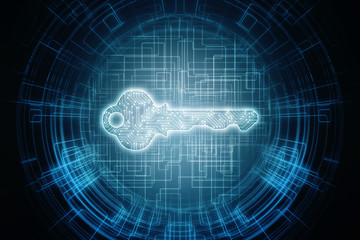 2d illustration digital abstract technology digital future cyber security key