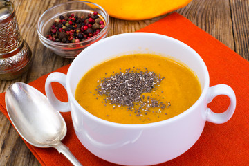 Healthy diet food.Seed puree pumpkin with chia seeds