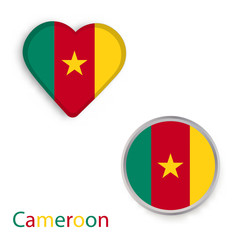Heart and circle symbols with flag of Cameroon.