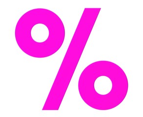 percent 3d sign flat rendering pink percentage symbol icon