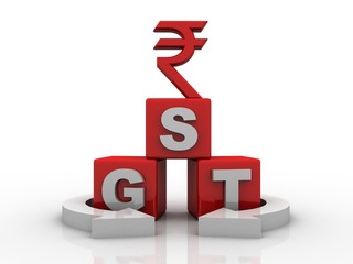 3d rendering GST Tax India with rupee sign

