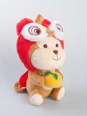Toy or Chinese Year of the Monkey Stuffed Animals Children Toys on background.