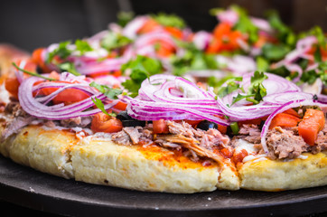 fresh italian pizza close up