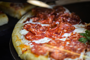fresh italian pizza close up