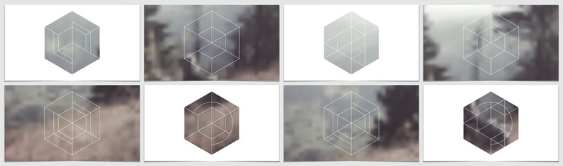 Presentation template in HD format, clean cover design with geometric shapes and masks in modern minimalistic style for presentation, flyer, leaflet, corporate report, marketing, advertising, report