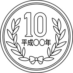 10 yen coin Black and White.eps