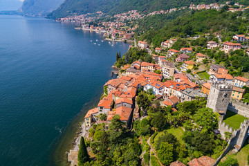Fototapeta na wymiar Santa Maria Rezzonico - Lago di Como (IT) - Vista aerea 