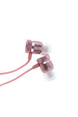 Pink headphones  on a white background.