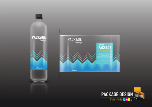 Labels & Plastic bottles, package design, mock up, Vector illustration