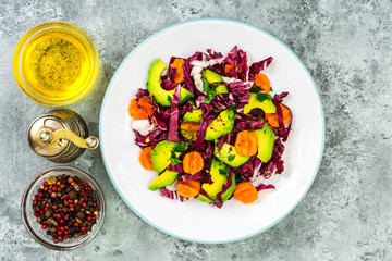 Vegetarian salad with radicchio and avocado
