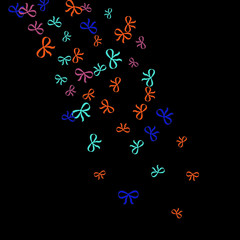 Festive Background with Colorful Bows. Trendy Pattern for Postcard, Print, Banner or Poster. Little Pretty Bows For Party Decoration, Wedding, Birthday or Anniversary Invitation. Vector Frame.