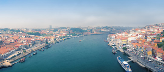 Old Porto city and Ribeira over Douro river from Vila Nova de Gaia, Portugal