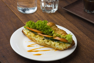 egg sandwich and coffee